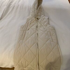Cream Quilted Hooded Vest